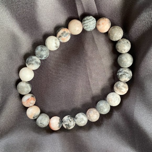 Pink Jasper Zebra Stone Bracelets - Set of 2 - Picture 4 of 5